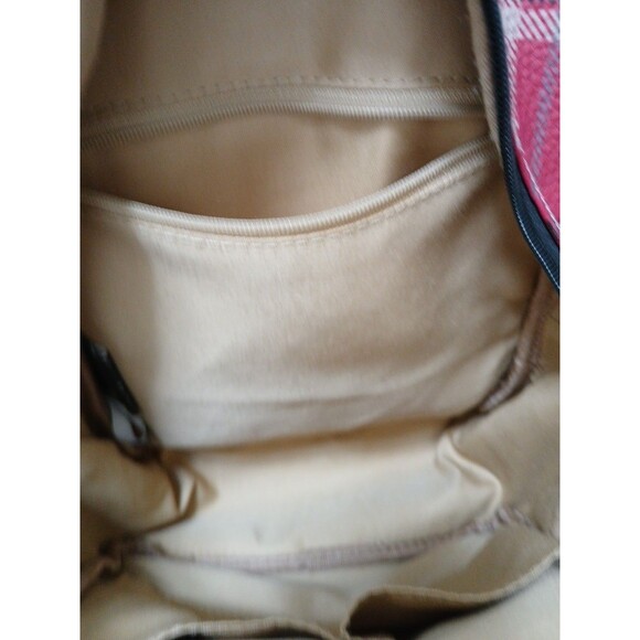 Stone & Co. Mini Plaid Backpack Red Plaid Black Straps Gold Inside main image 9